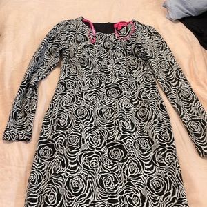Betsy Johnson long sleeve black roses dress